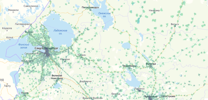 Зона покрытия МТС на карте Троицк 